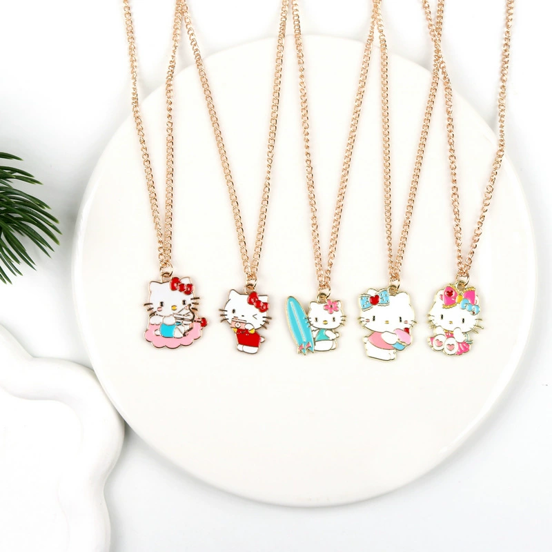 Набор из 5 ожерелий Sanrio, набор ожерелий Hello Kitty, детское ожерелье с подвеской, аксессуары для парных ожерелий