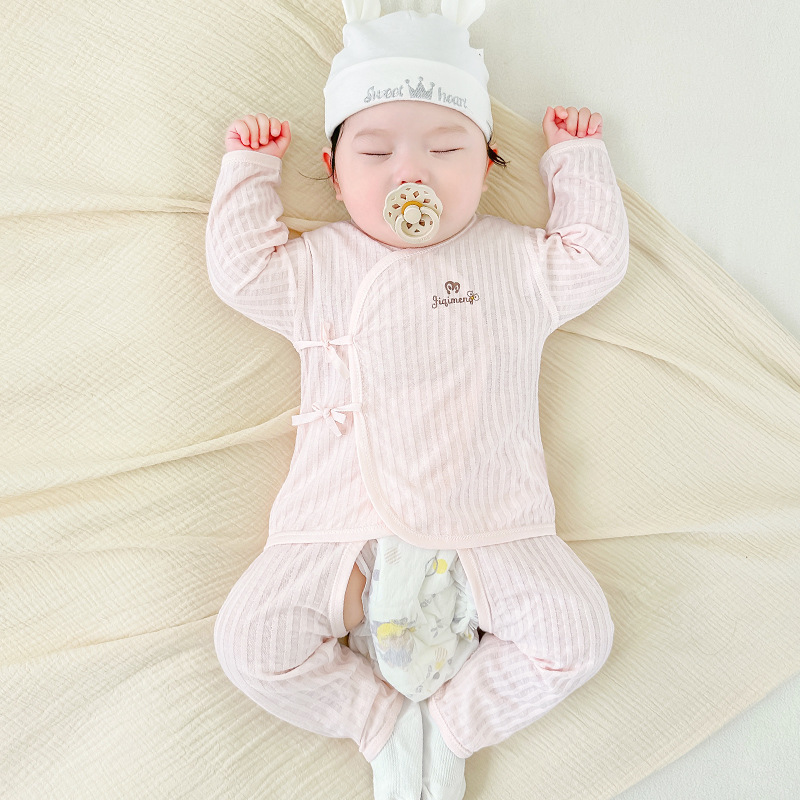 Ropa de bebé recién nacido de verano de algodón recién nacido de manga larga 0 estilo delgado de marzo monje pijama de verano dividido traje de bebé