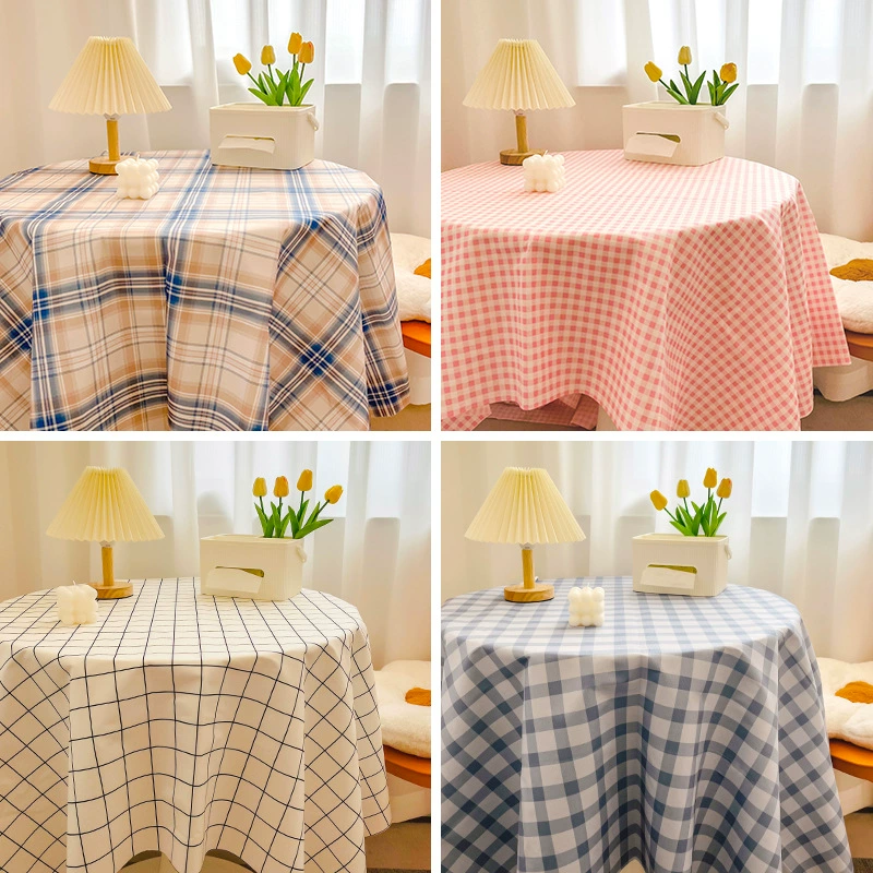 Net red plaid tablecloth Ins wind girl heart round table cloth layout dust dining table cloth coffee table padding