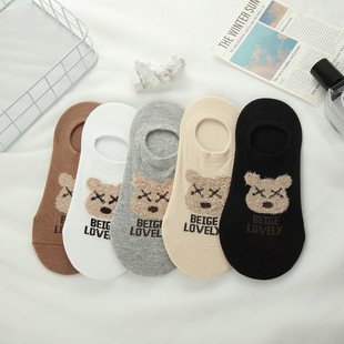 Bear Socks Women's Summer Thin Boat Socks Low-side Shallow Mouth Non-slip Short Socks Trendy Cute Invisible Socks