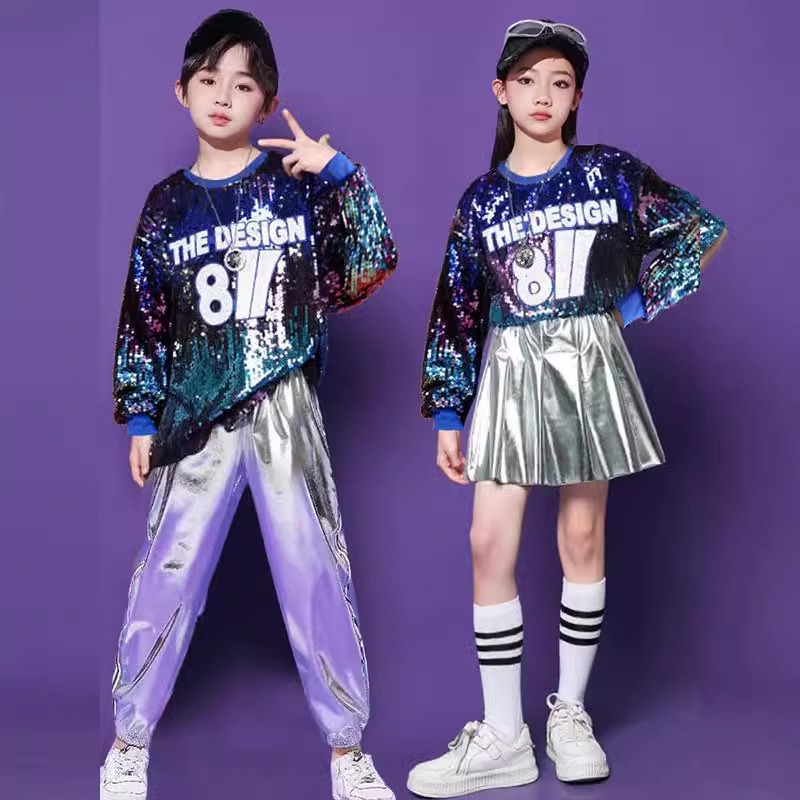 Children's Cheerleading Costume Kindergarten Sequin Group Performance Hip Hop Street Dance Costume Primary School Student Games