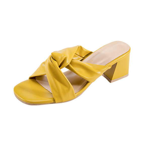 Sandals and Slippers Women's Outer Wear 2025 New Arrival Summer All-Match Thick Heel Mid Heel Internet Popular Fashionable Lazy Small High Heel Slide Shops