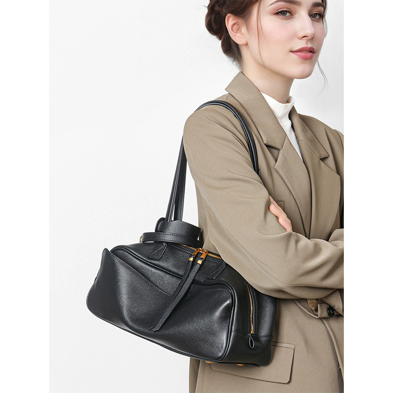 B-Bowling Genuine Leather New Rodeo Boston Bag Large Capacity Commuter Shoulder Crossbody Pillow Bag For Women - Thumbnail 3