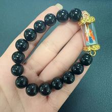 泰国佛牌神像黑曜石手链男女款时尚简约马哈喜拉塔固手串抖音爆款
