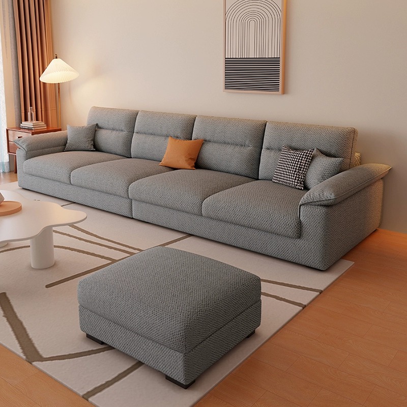Sofá de tela estilo nórdico para apartamentos pequeños, combinación de chaise longue de tela tecnológica de alta gama para casas de alquiler.