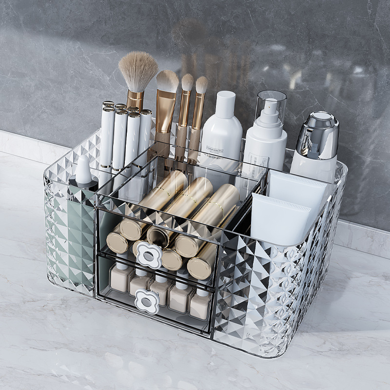 Cajones transparentes de lujo ligero cajas de almacenamiento de escritorios para niños, encimera de papelería cajas de almacenamiento de gran capacidad