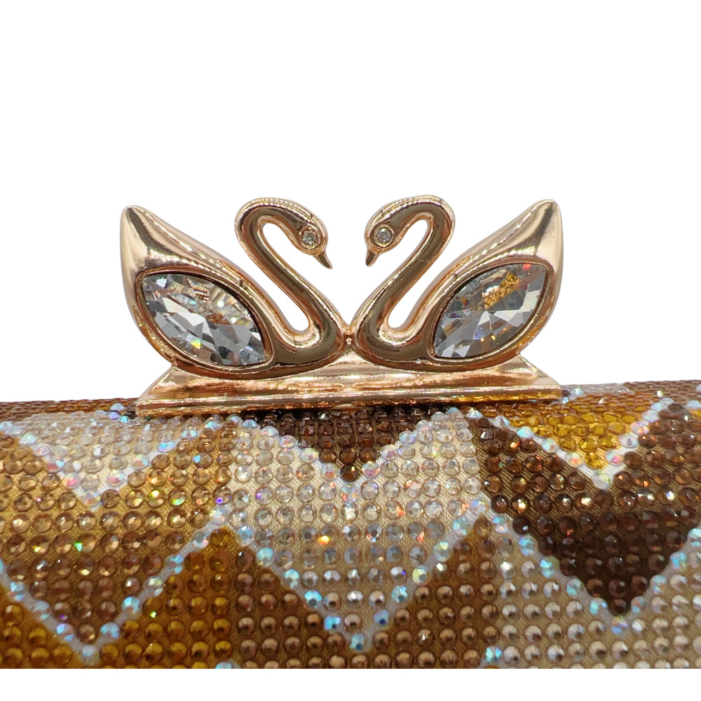 Clutch nữ đính đá lấp lánh hai mặt cầm tay dự tiệc — Đen trắng, màu hồng, màu vàng, màu đỏ chi tiết 2