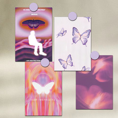 Psychedelic Butterfly 10 Purple Series Instagram Style Decorative Cards Wall Posters for Dorm, Living Room, Bedroom Wall Decor