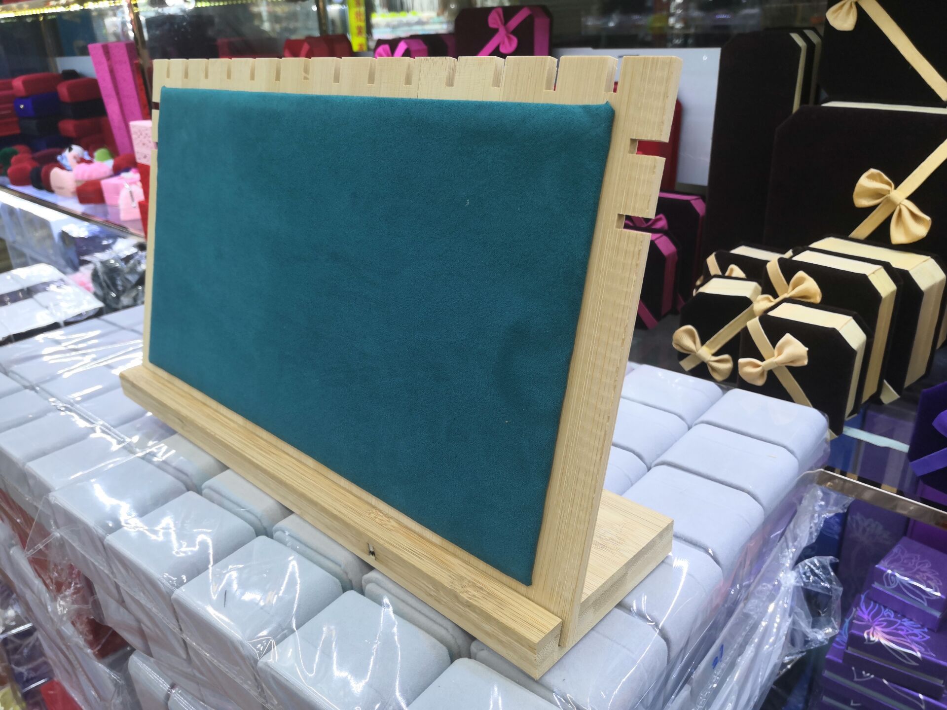 饰品展示架摆摊现货 竹木墨绿色项链手链陈列道具展示板