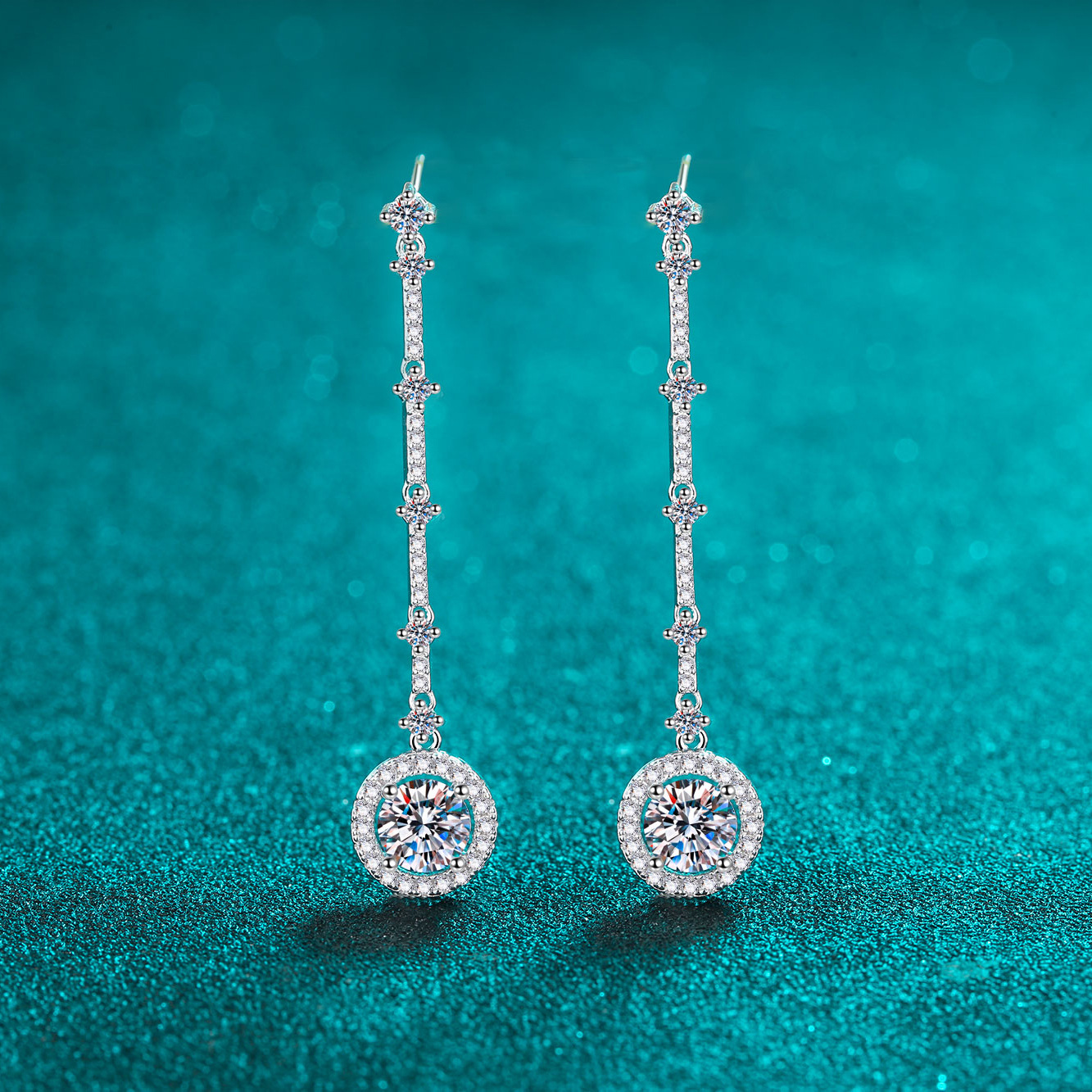 D Color Moissanite S925 Sterling Silver Earrings Women, Long Tassel Round Moissanite Earrings, Simple And Suitable For Daily Wear_voghion.com
