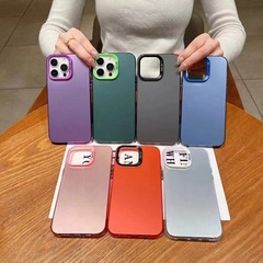 シンプルな純色カラー銀はリンゴ16promaxフロスト15pro携帯電話ケースファッション14/13トレンド12/Xを適用する