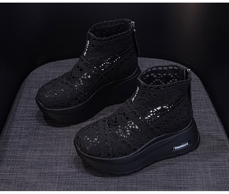 Giày sneaker nữ đế dày lưới ren hở mũi phong cách thể thao thời trang — Be 5067, Vang 5067, Den 5067 chi tiết 14
