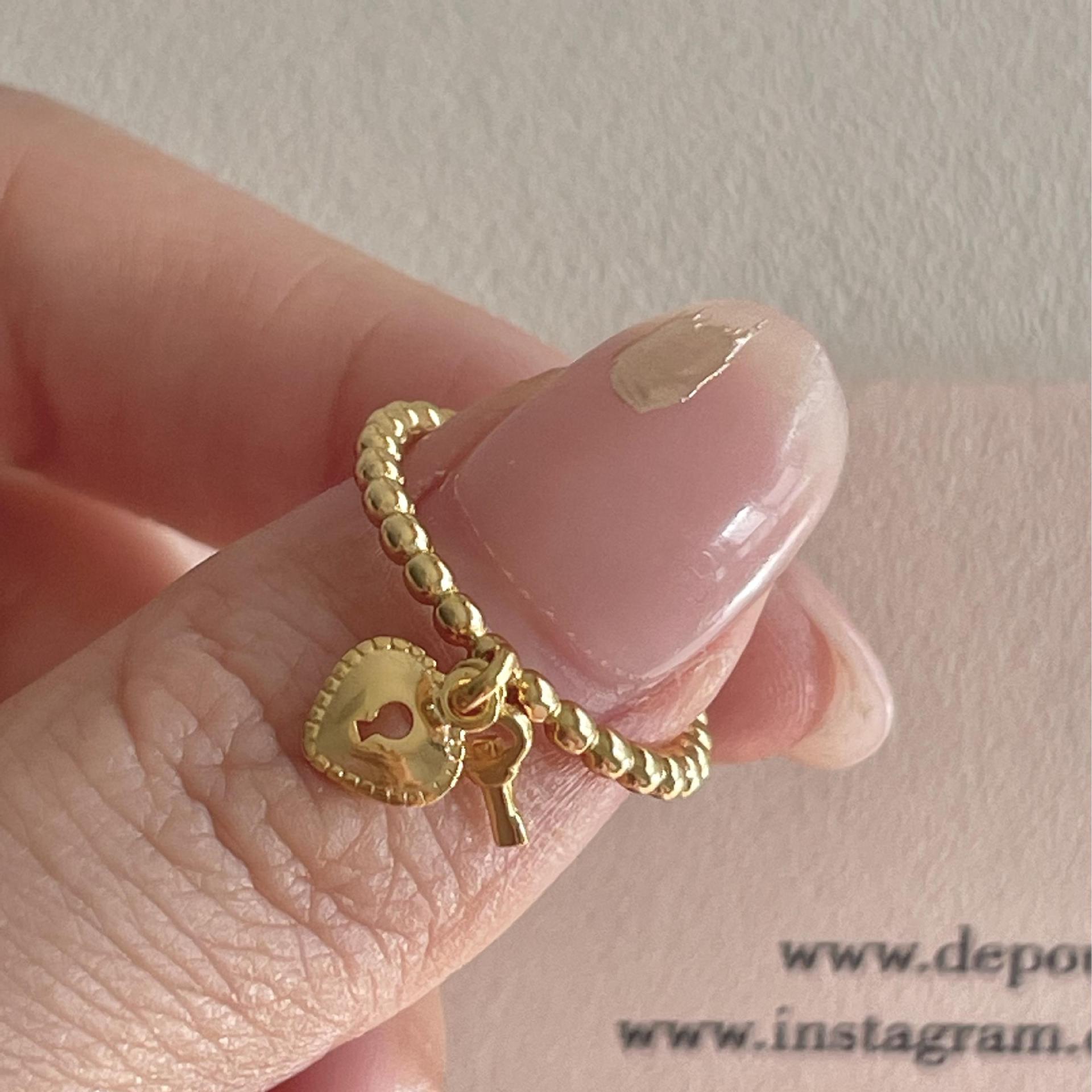 1g Weight 18K Gold Plated Plating Material Charm Rings, Open Rings Classification Adjustable Ring Size 1 Piece Quantity Daily Occasion 925 Sterling Silver Material Heart Shape, Key, Lock Pattern All Seasons Season Women's Gender Simple Style Style 18K Gold Plated 925 Sterling Silver Heart Shape Key Lock Charm Rings Open Rings 925 Sterling Silver Rings 9