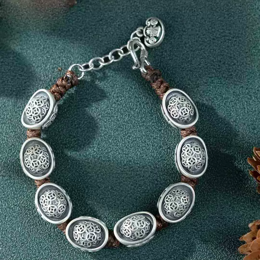 Genuine design woven silver bracelet handmade
