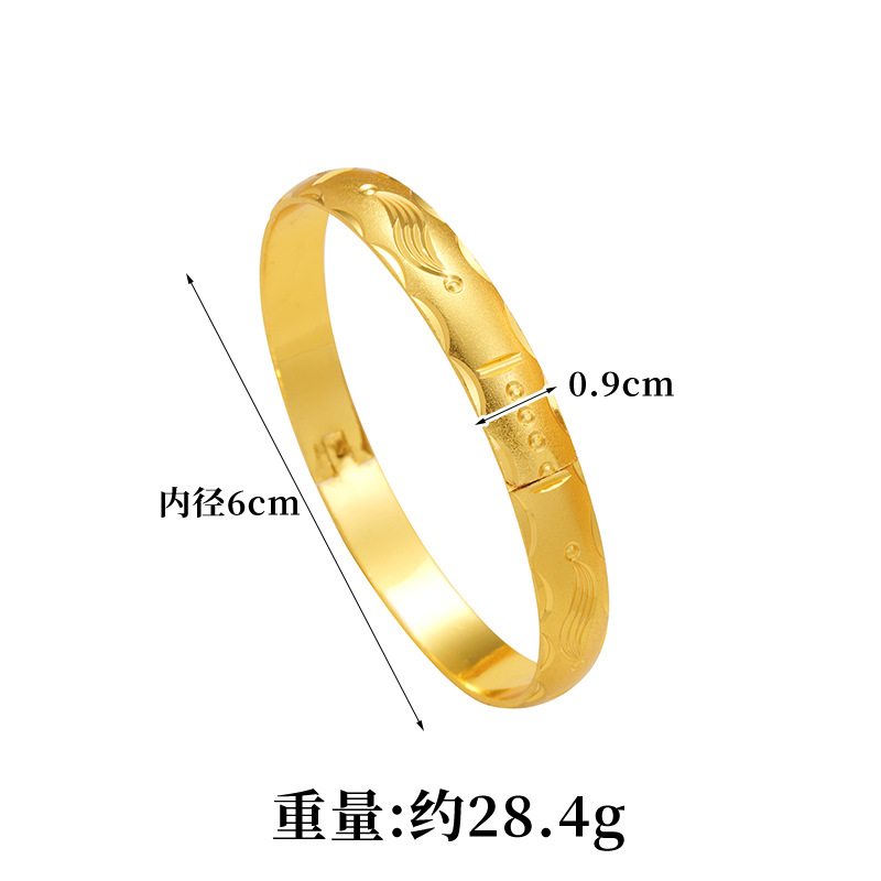 新品仿金满天星卡扣手镯女越南沙金水波纹镯子铜镀金久不掉色饰品