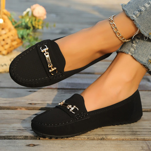 D 60038 Flat Hollow Chain Loafers ƽ���U��朗l����Ь�羳