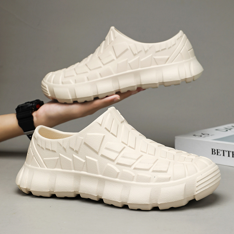 Zapatos de chef explosivos transfronterizos para hombres, fuertes zapatos de cocina antideslizantes, impermeables y a prueba de aceite, zapatos de trabajo de cocina trasera, zapatos de seguro laboral, zapatos con cabeza de bolsa
