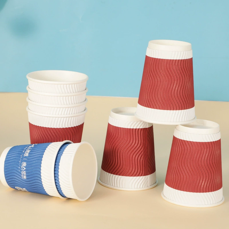 Одноразовый гофрированный стаканчик оптом мероприятие выставка утолщенная двойная гофрированная чашка кофе соевое молоко чай чашка изготовление на заказ