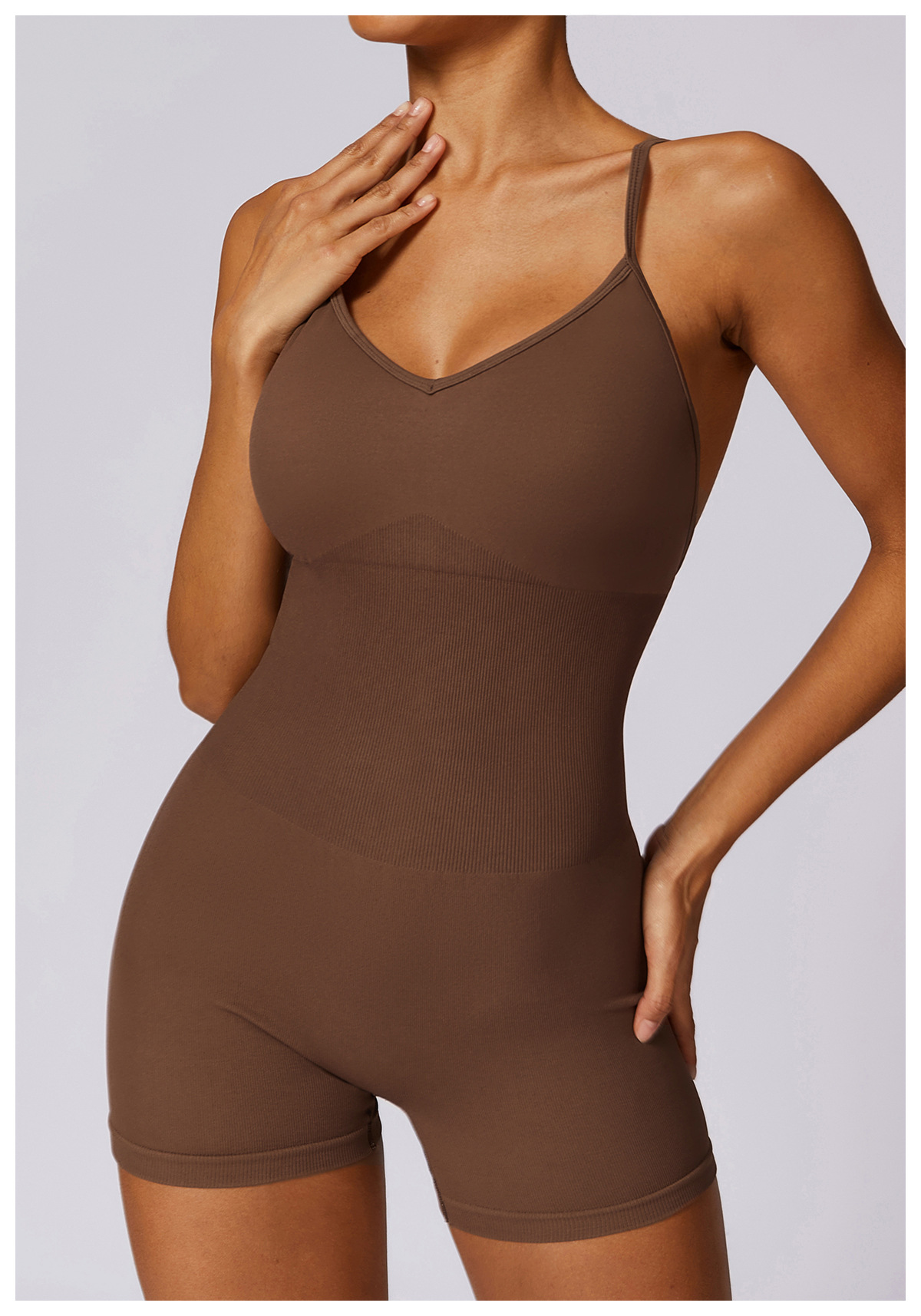 Fitness Seamless Beauty Back Yoga Jumpsuit High Elastic Belly Contracting Close Fitting Sports One Piece Women
