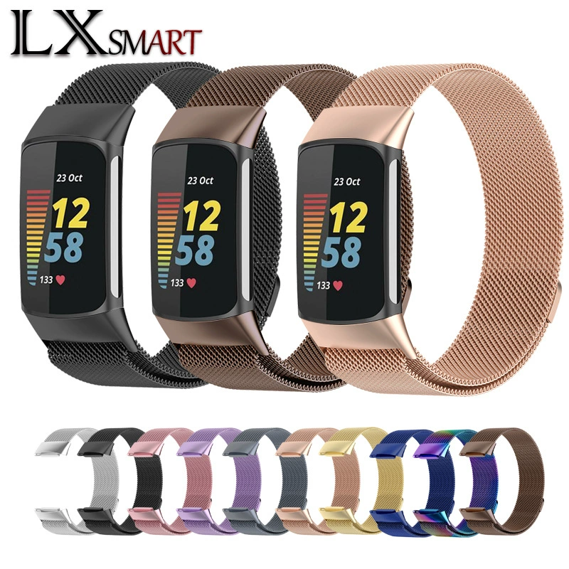Для fitbit charge5 Миланский красивый металлический ремешок из нержавеющей стали Магнитная Петля сетчатый ремешок сменный ремешок