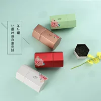 Blossom Rich Tinplate Чайные банки Шестиугольные банки Модный портативный небольшой размер Рассыпной чай Универсальный черный чай Банки зеленого чая