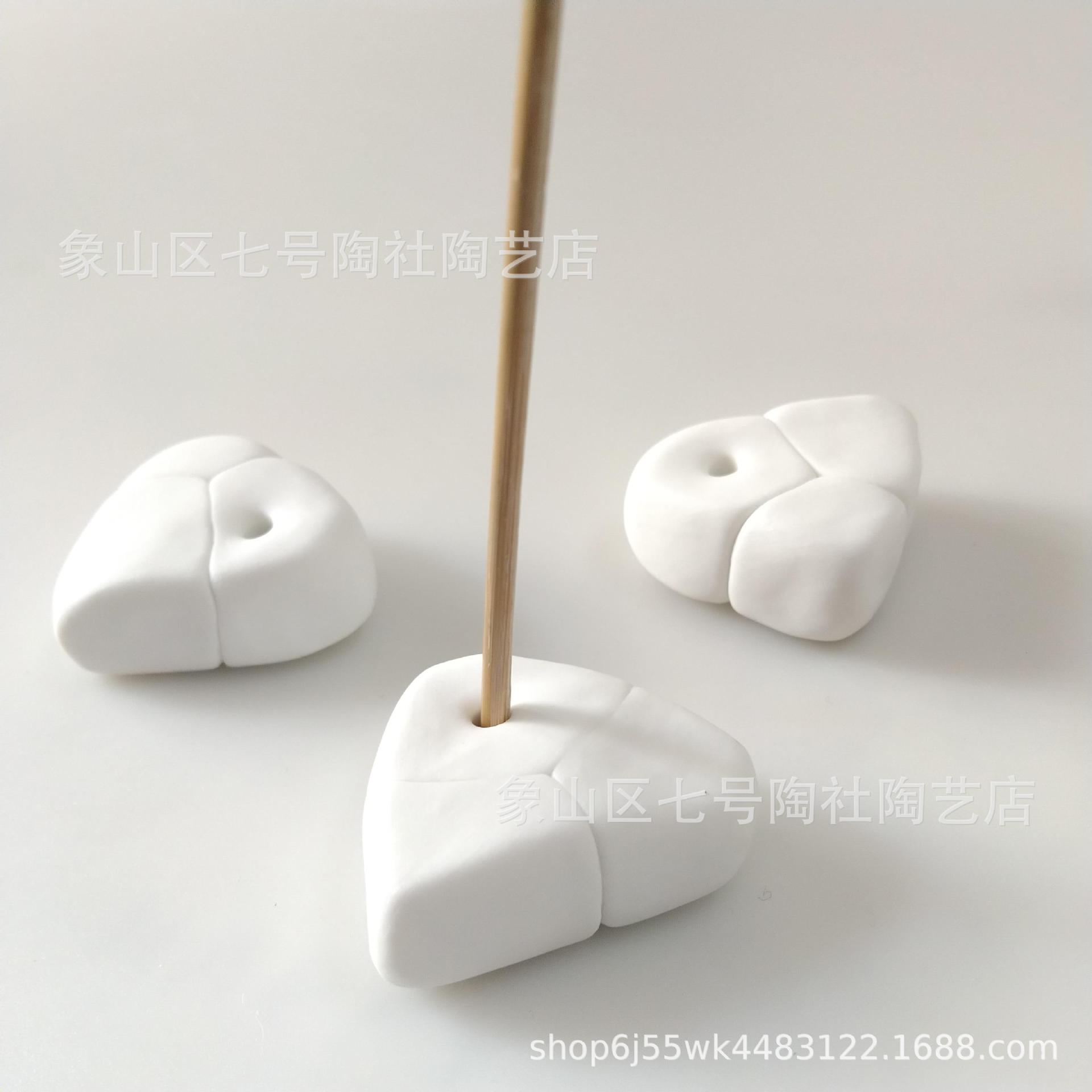 现代简约香插白色异形香盘手工陶瓷香托三生石香立香器加印logo
