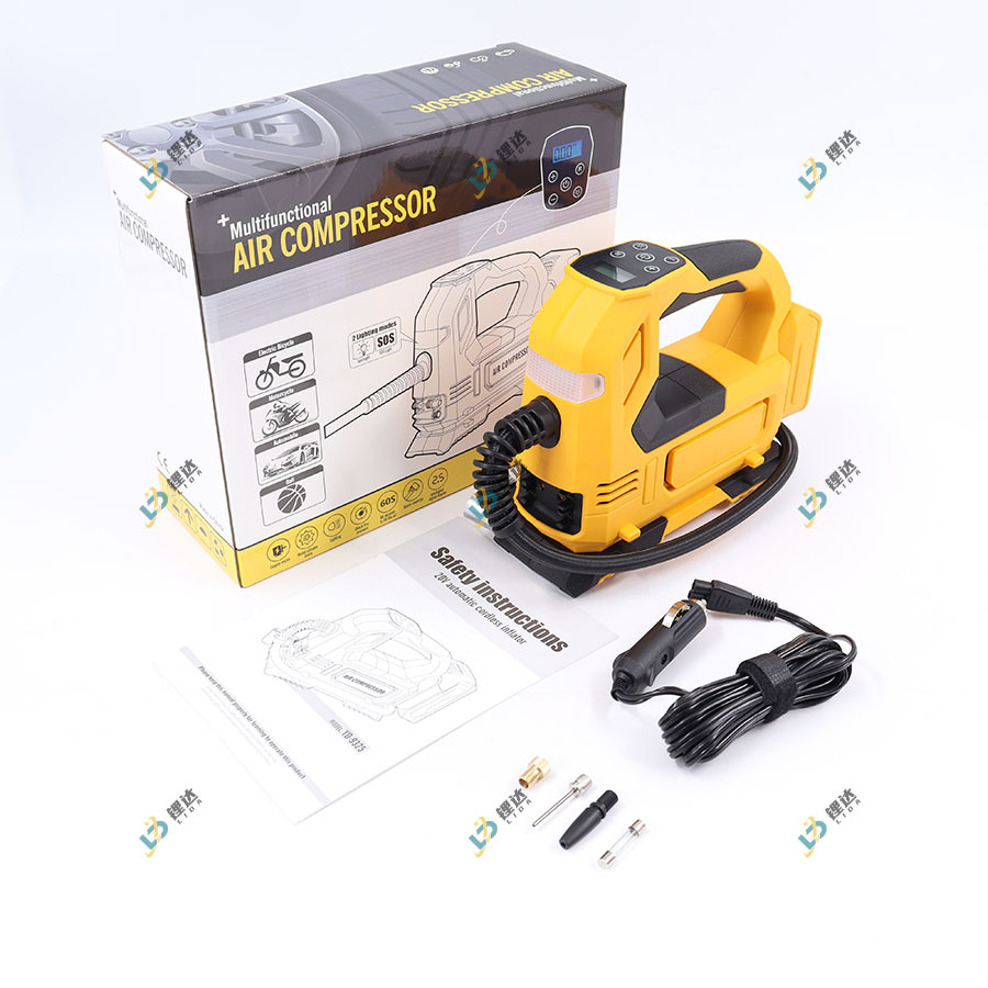 Bomba de inflado montada en el vehículo de mano transfronteriza tipo Muchian, bomba de inflado portátil con iluminación ajustable y luz de viento ajustable