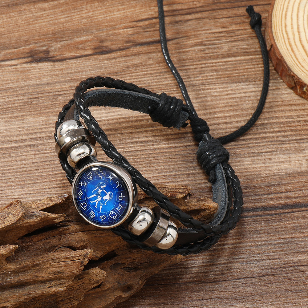 Retro Constellation Pu Leather Knitting Unisex Bracelets display picture 15
