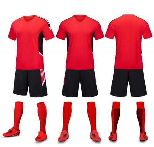新款短袖足球服套装宽松训练比赛服批发团购可印图印字印号6108