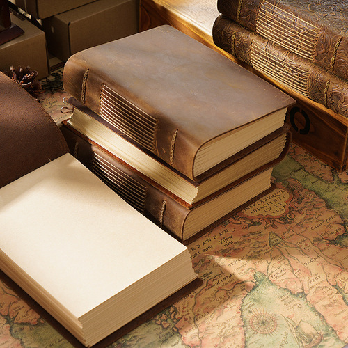 Original handmade cowhide sketchbook, retro diary, genuine leather notepad, creative business general notebook gift