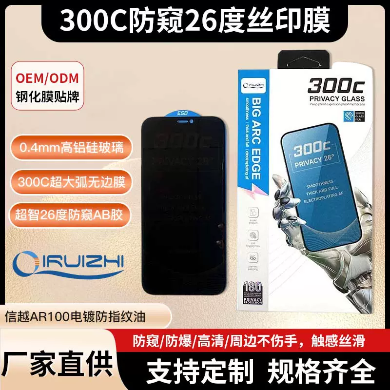 跨境300C防窥手机膜iPhone16防蓝光钢化膜16promax无痕防尘手机膜