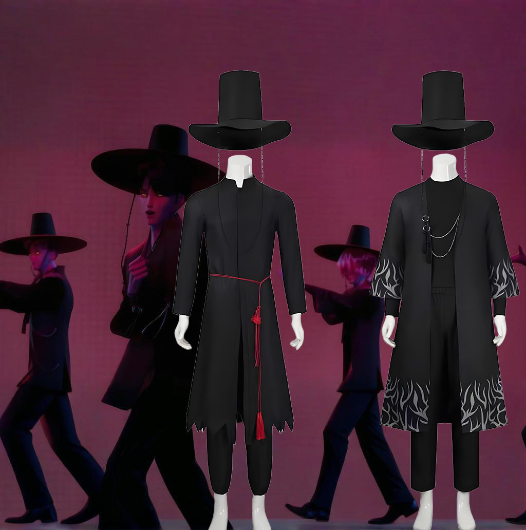 K-Pop Hunter Boy Group Cosplay Shaga Boy Qin Yu Cosplay Costume Adult Children Black Stage Outfit Set