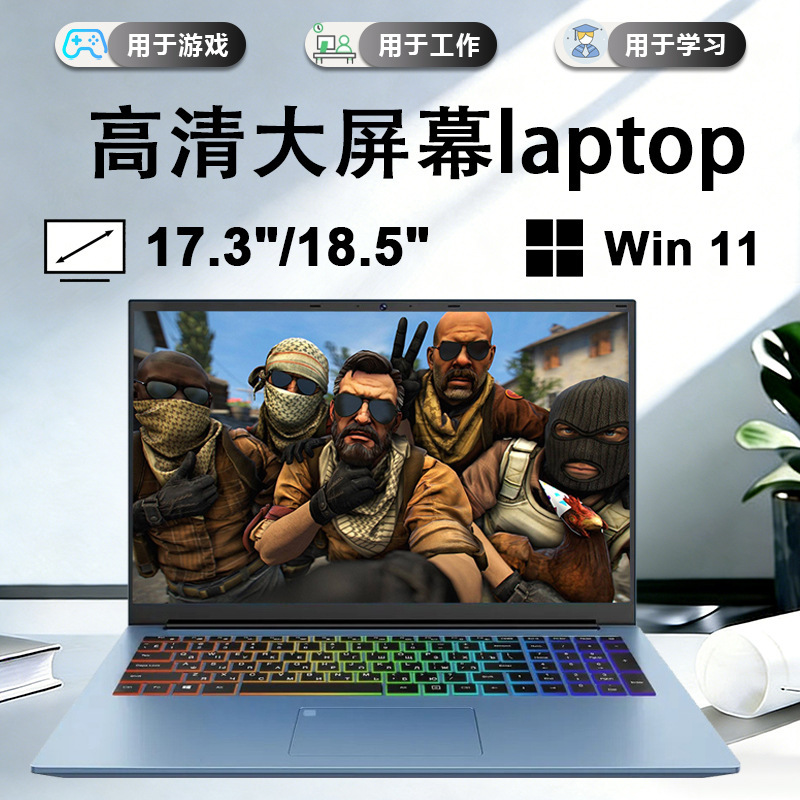 Cross-Border 17.3inch Large-Screen Laptop Gaming Notebook with Core I7/I9 for Office Design, Editing, and Programming