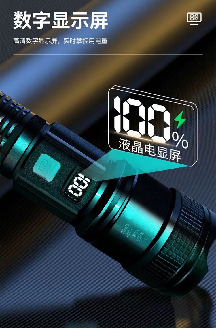 Cross-Border Outdoor Patrol Spotlight Long-Range Strong Light Flashlight Portable Rechargeable Small Retractable Wholesale Floodlight P50
