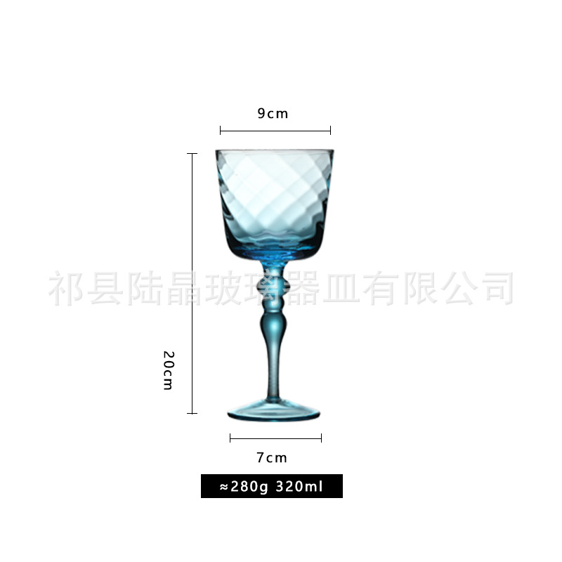 Retro hogar francés color primario vidrio copa de vino columna francesa copa de vino tinto soplado artificial clásico simple copa de vino tinto