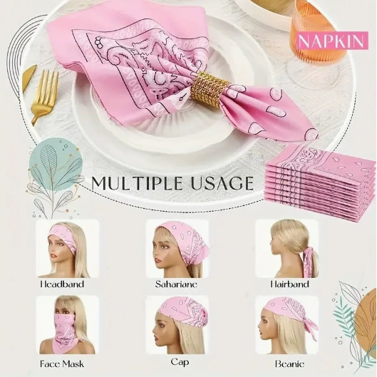 Набор платков с узором пейсли из 12 предметов, набор повязок на голову в стиле вестерн, маска-шарф, полиэстеровый носовой платок.