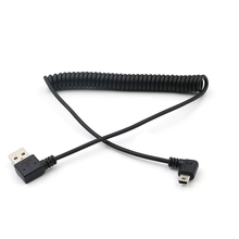 迷你Mini USB数据线弹簧可伸缩加长键盘弯头侧弯螺旋充电线双山之