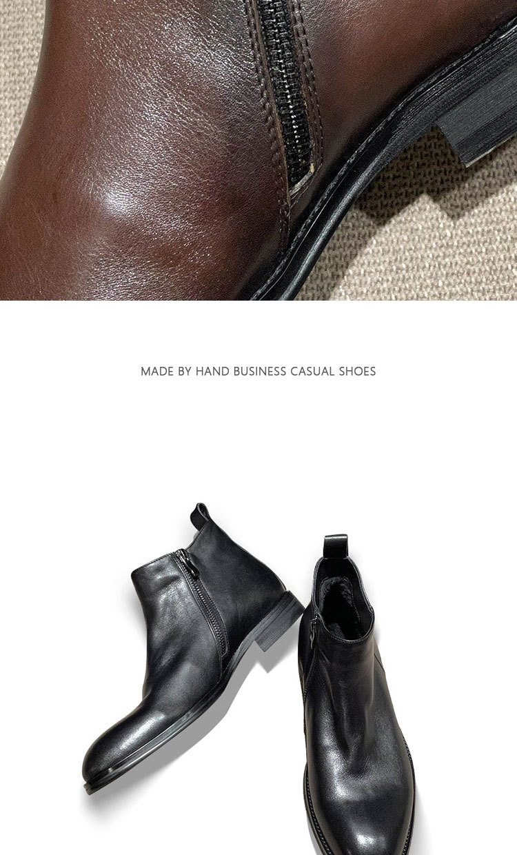 Scarpe in pelle casual da lavoro alte in pelle Stivali retrò neri Stivali alti alla moda tutto in uno da uomo britannici_voghion.com