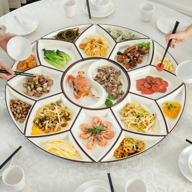 Melamine Platter Tableware Combination Dishes suit Creative Dishes Plate Hot Pot Reunion Round Table New Year's Eve Dinner Party Plate