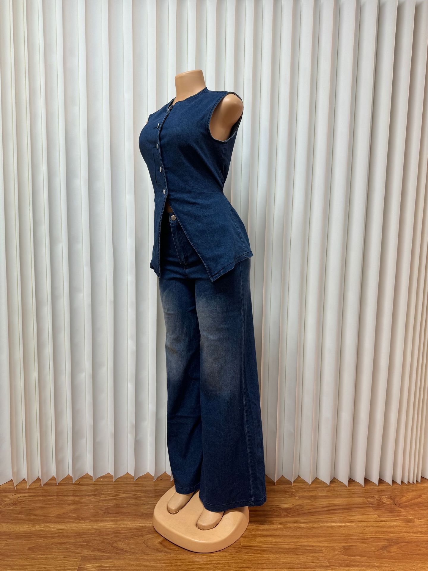 Europa y Estados Unidos comercio exterior transfronterizo ropa de mujer Amazon AliExpress lavado con agua nuevo temperamento sin mangas jeans casuales conjunto