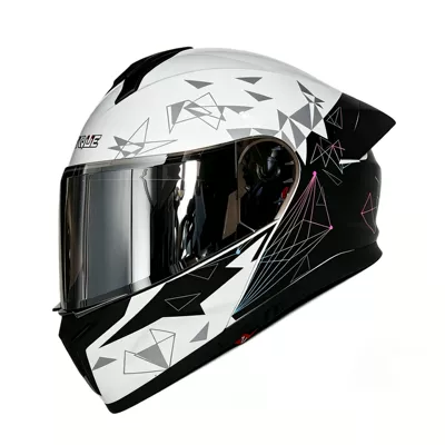 Motosiklet kaskı (dəbilqə) helmet - geometric-lines-silver-plated-mirror-m-54-55