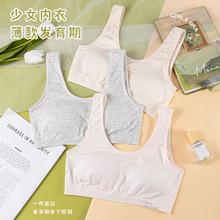 初高中少女内衣发育期裹胸薄款胸垫抹胸女生宽肩固定杯背心防凸点