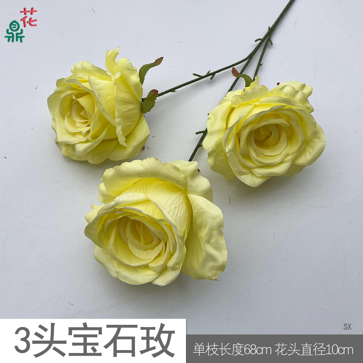 Hoa Hồng Đá Quý 3 Đầu SX - Vàng
