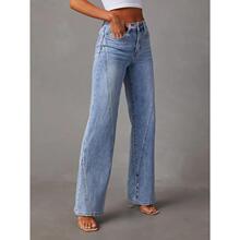 O 77610 Fashion Loose Patchwork Wide Leg Jeans ƴ�����ţ��