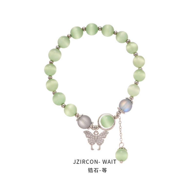 晗珞~草莓晶珍珠玉石猫眼石手链清新甜美手串时尚百搭手饰女小众|undefined