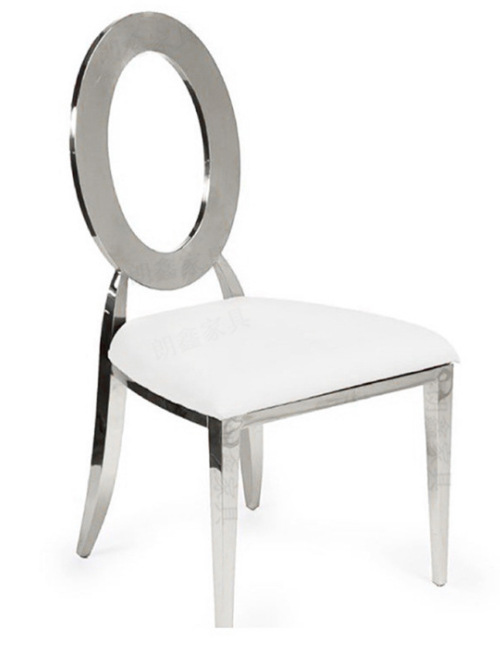 Fábrica al por mayor de acero inoxidable Hotel ronda silla trasera moderna minimalista de acero inoxidable Silla de comedor suave bolsa trasera de acero inoxidable silla