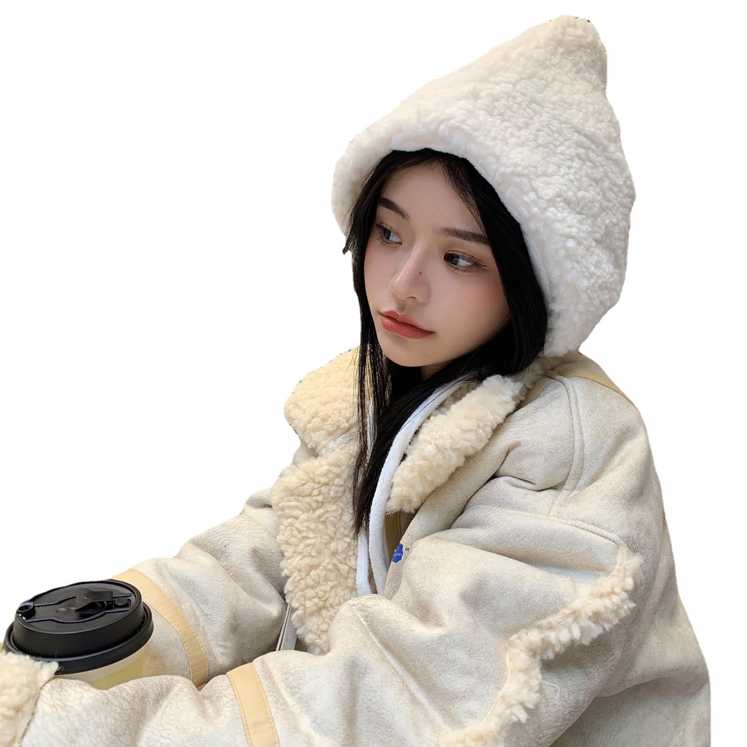 Wolf Grandma's Witch Hat Polar Fleece Red New Year Hat Winter Warm Cold-proof Lei Feng Hat Women