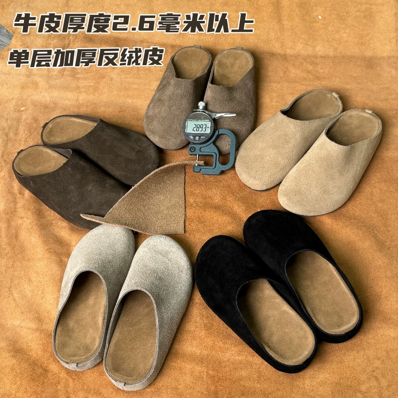 Туфли Birkenstock из натуральной кожи, туфли-мулы в стиле ретро, ленивые слипоны Birkenstock в парном стиле, туфли с противоскользящим носком на толстой подошве.