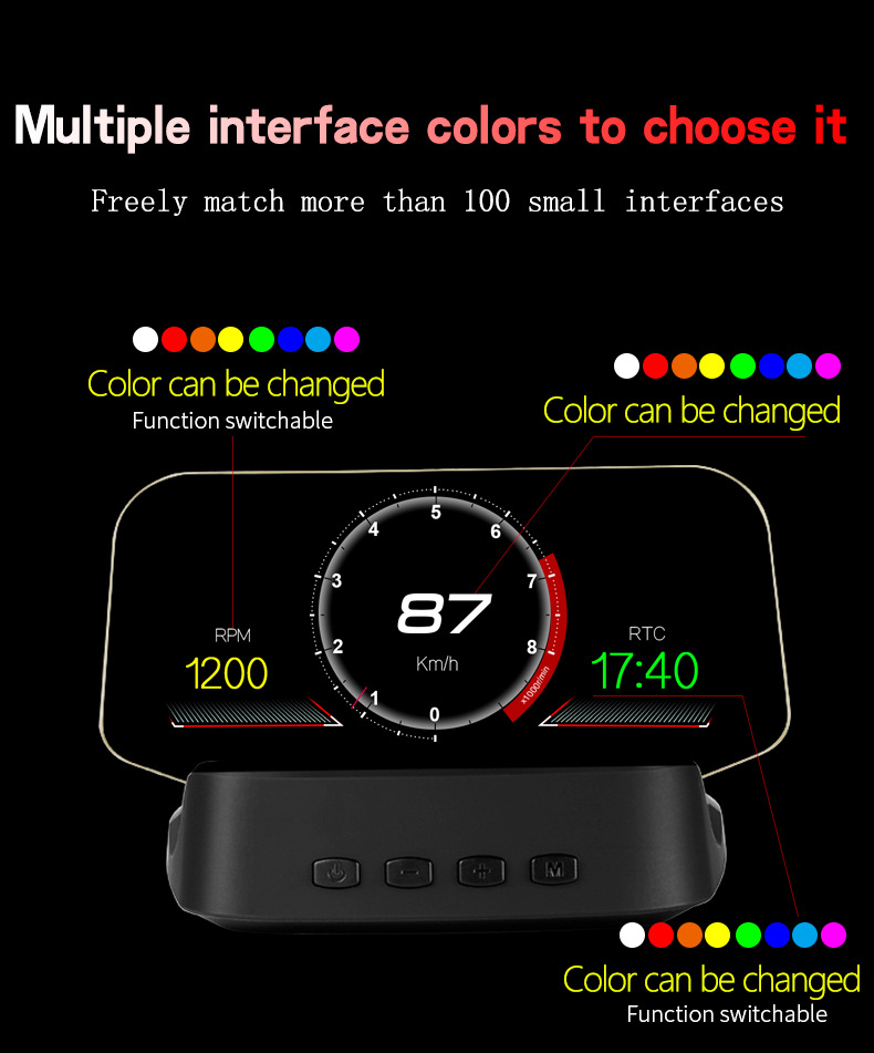 Car HUD Head-Up Display GPS Overspeed Alarm Mileage Statistics Head-Up Display High-Definition Multifunctional Instrument
