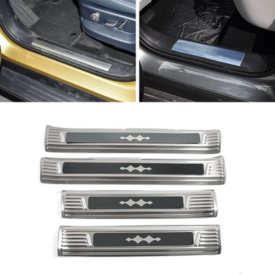 Suitable for Byd Leopard 7 Stainless Steel Threshold Strip Modification, Welcome Pedal, Trunk Rear Guard Plate, Tailgate (Dekorativ pedal başlıqları) - door-inside-4-pieces-of-inner-sill-strips-stainless-steel-silver-titanium-brushed-for-byd-leopard-7